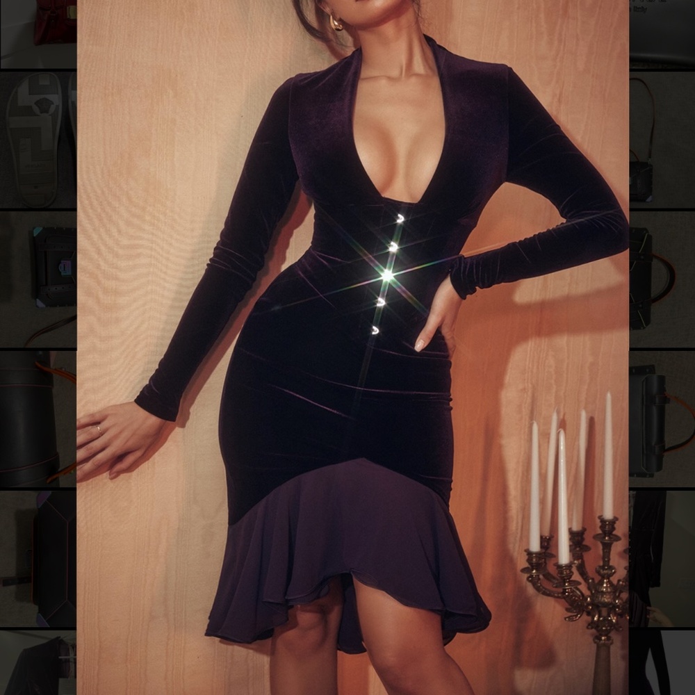 House of Cb dahna dark purple velvet corset dress size M brand new with tags